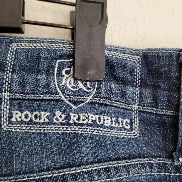 Rock & Republic Men's Straight Jeans Size 40 Blue Denim Cotton 5-Pockets Low - Picture 5 of 11